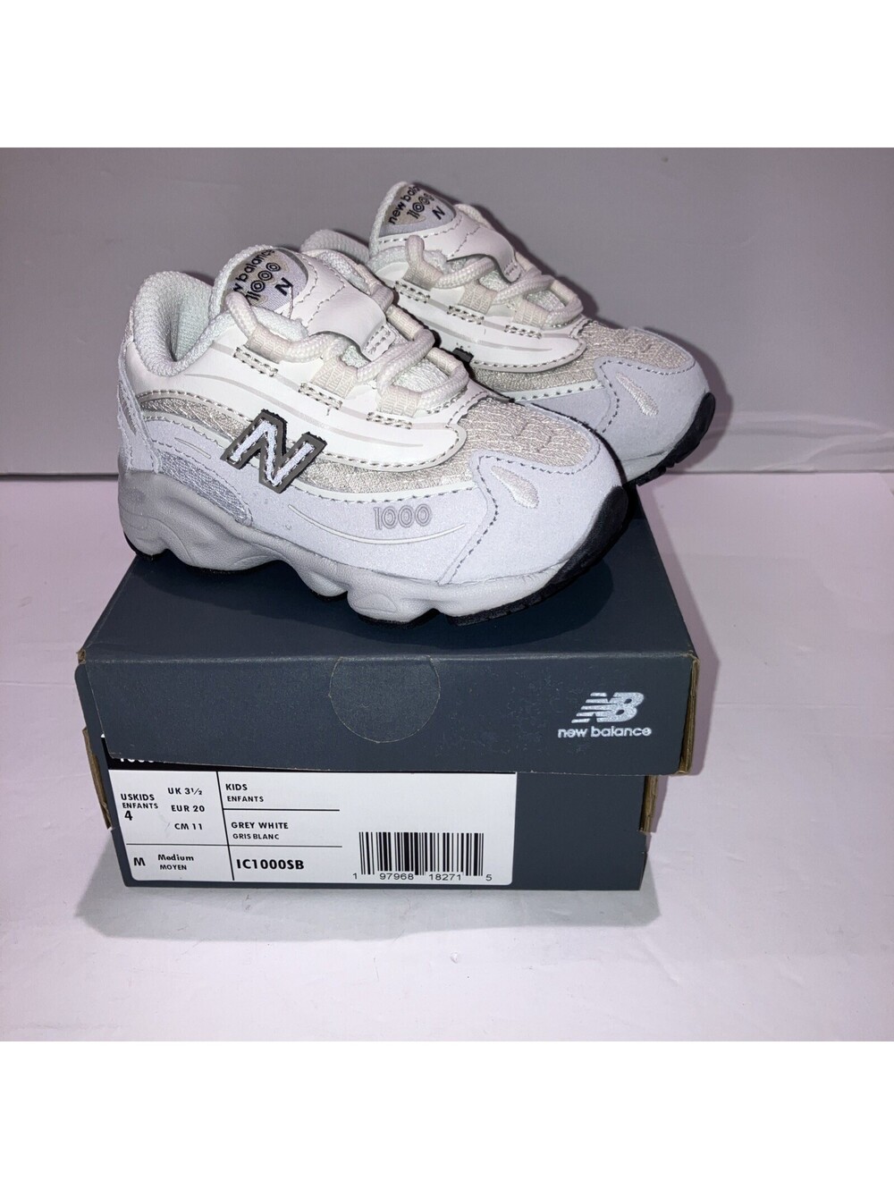 New Balance 1000 Grey White Kids Sneakers IC1000SB Size 4 Toddler Infant